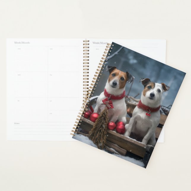 Jack Russell Snowy Sleigh Christmas Decor  Planner (Display)