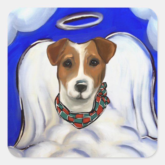 Jack Russell Terrier Angel Square Sticker (Front)
