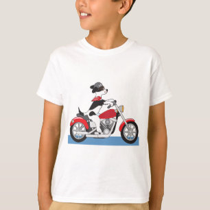 Jack Russell Terrier Biker Dog on Red Motorbike T-Shirt