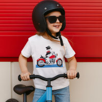 Jack Russell Terrier Biker Dog on Red Motorbike