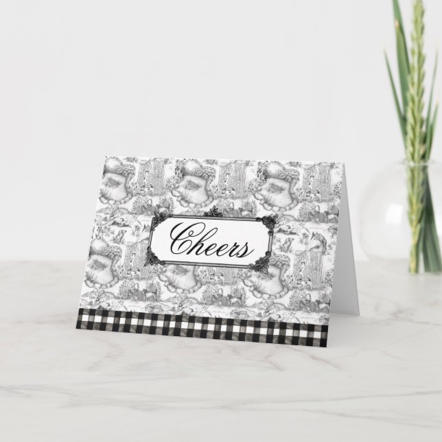 JACK RUSSELL Terrier Black Toile w/Customisation Thank You Card (Front)