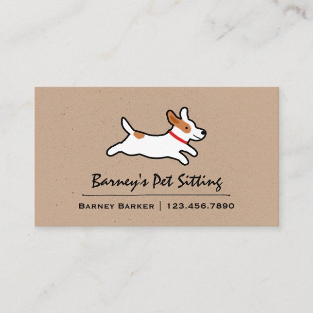 Jack Russell Terrier Cartoon Dog | Pet Care Animal Business Card (Front)