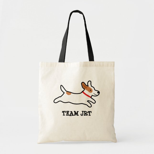 Jack Russell Terrier Cartoon Dog with Custom Text Tote Bag (Front)