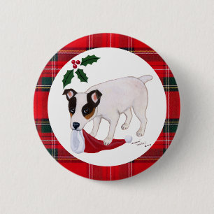 Jack Russell Terrier Christmas 6 Cm Round Badge