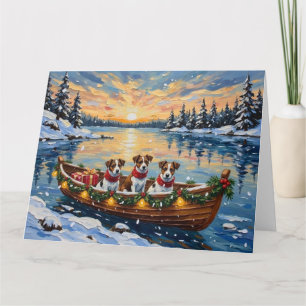 Jack Russell Terrier Christmas Boat Holiday Card