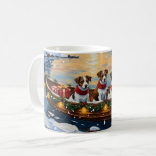Jack Russell Terrier Christmas Boat Holiday Coffee Mug