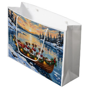 Jack Russell Terrier Christmas Boat Holiday Large Gift Bag