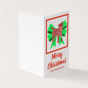 Jack Russell Terrier Christmas Dog &Green Bow Card