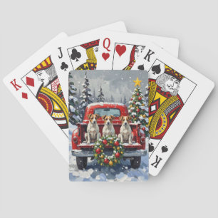 Jack Russell Terrier Christmas Red Truck Holiday Playing Cards