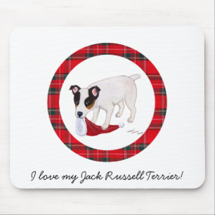 Jack Russell Terrier Christmas Tartan Mouse Pad