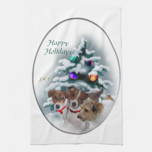 Jack Russell Terrier Christmas Tea Towel