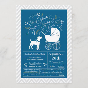 Jack Russell Terrier Dog Baby Shower Blue Boy Invitation