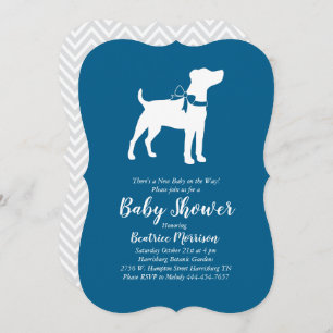 Jack Russell Terrier Dog Baby Shower Blue Boy Invitation