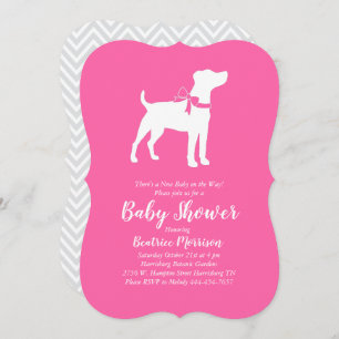 Jack Russell Terrier Dog Baby Shower Pink Girl Invitation