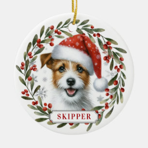 Jack Russell Terrier Dog Ceramic Circle Ornament