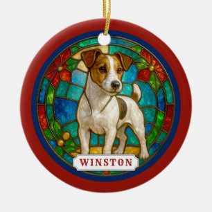 Jack Russell Terrier Dog Ceramic Circle Ornament