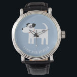 Jack Russell Terrier Dog Custom Text Watch<br><div class="desc">An adorable Jack Russell or Parson Terrier dog on a blue background.
Perfect for your favourite dog mum or dog dad.
Change or remove the text to customise.</div>