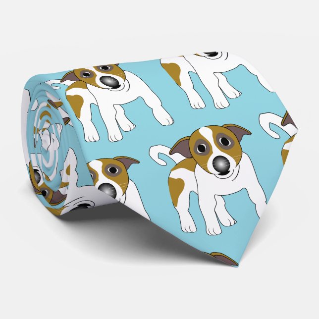 Jack Russell Terrier Dog Design Tie (Rolled)