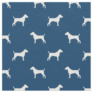 jack russell terrier dog navy blue silhouette fabric
