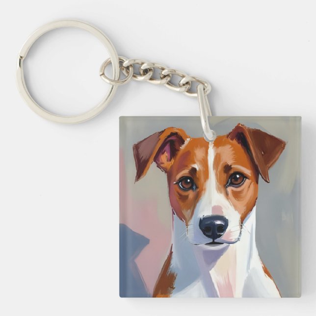 Jack Russell Terrier | Dog Painting Pet Key Ring (Front)