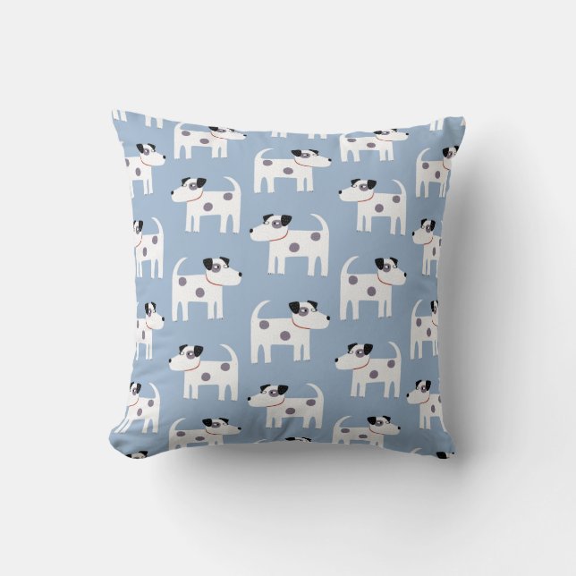 Jack Russell Terrier Dog Pattern Blue Cushion (Front)