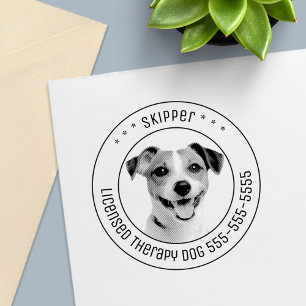 Jack Russell Terrier Dog Pet Photo Round Self-inking Stamp