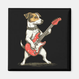 Jack Russell Terrier Dog Playing Guitar Rocker Gui Magnet