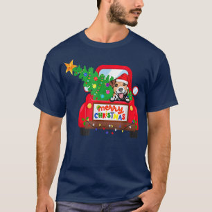 Jack Russell Terrier Dog Riding Red Truck Christma T-Shirt