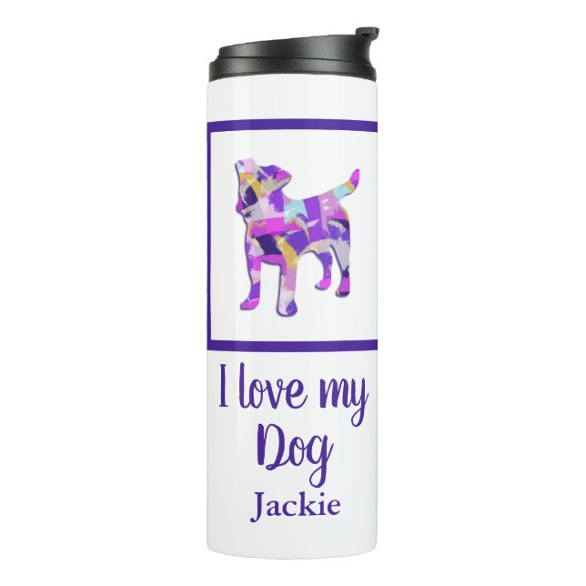 Jack Russell Terrier Dog Silhouette Purple PY&B  Thermal Tumbler (Rotated Left)