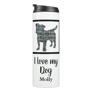 Jack Russell Terrier Dog Yellow & Blue Silhouette Thermal Tumbler