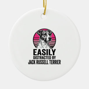Jack Russell Terrier Easily Distracted Vintage Shi Ceramic Tree Decoration