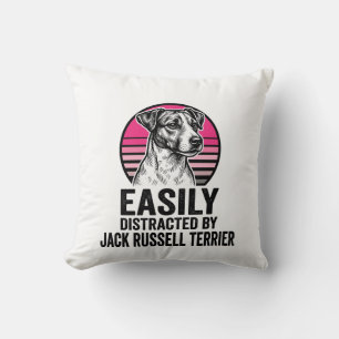 Jack Russell Terrier Easily Distracted Vintage Shi Cushion