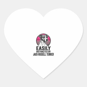 Jack Russell Terrier Easily Distracted Vintage Shi Heart Sticker