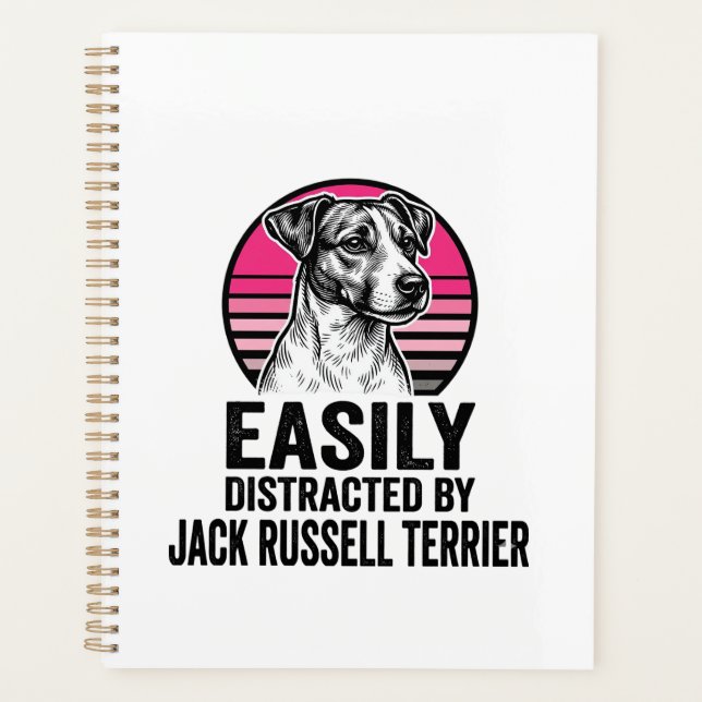 Jack Russell Terrier Easily Distracted Vintage Shi Planner (Front)