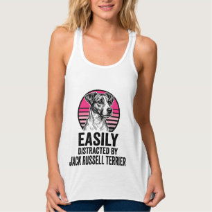 Jack Russell Terrier Easily Distracted Vintage Shi Singlet