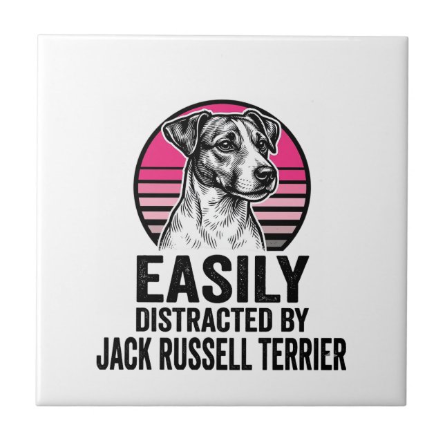Jack Russell Terrier Easily Distracted Vintage Shi Tile (Front)