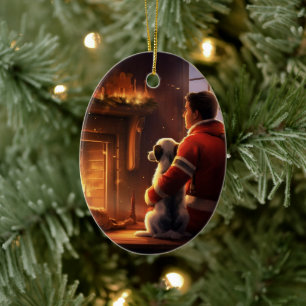 Jack Russell Terrier Fireman, Puppy, Pet Dog Lover Ceramic Tree Decoration