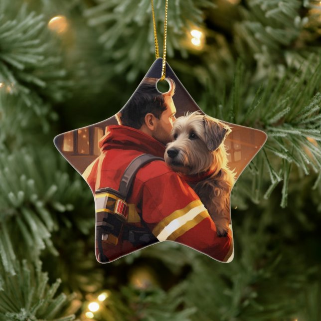 Jack Russell Terrier Fireman, Puppy, Pet Dog Lover Ceramic Tree Decoration (Tree)