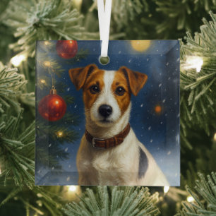 Jack Russell Terrier Glass Tree Decoration