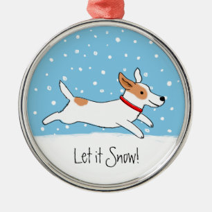 Jack Russell Terrier - Happy Snow Dog Holiday Metal Tree Decoration