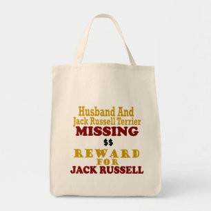 Jack Russell Terrier & Husband Missing Reward For Tote Bag