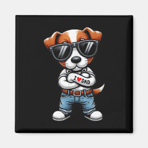 Jack Russell Terrier I Love Dad Funny Dog Tattoo Magnet