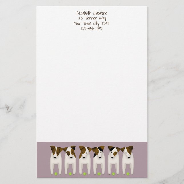 Jack Russell Terrier lovers' customised Stationery (Front)