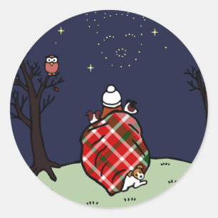 Jack Russell Terrier Mum and Starry Sky Classic Round Sticker