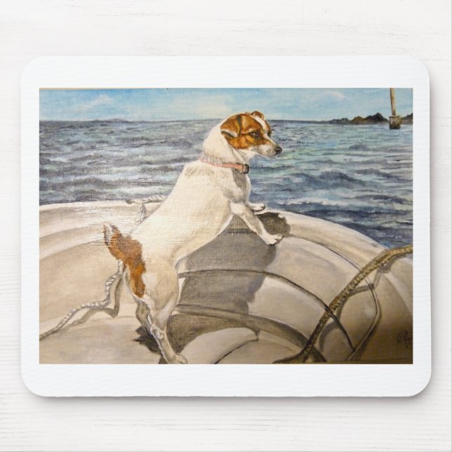 Jack Russell Terrier on boat Mouse Pad (Front)