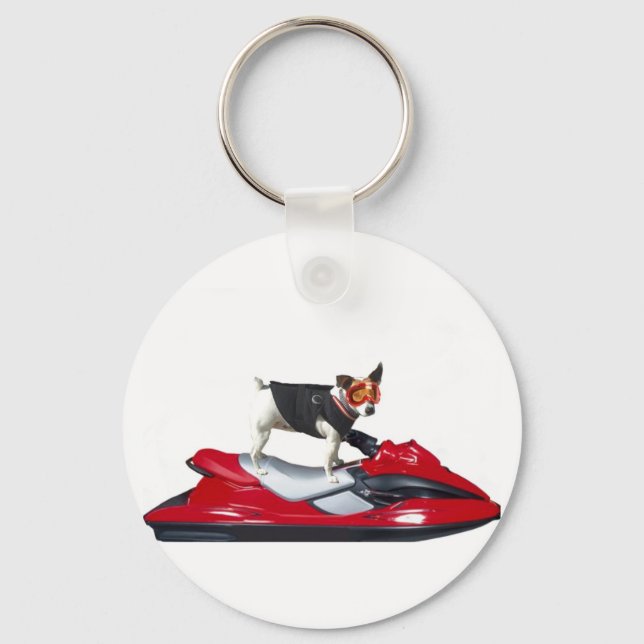 Jack Russell Terrier on Jetski keychain (Front)