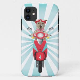 Jack Russell Terrier on Red Moped Case-Mate iPhone Case