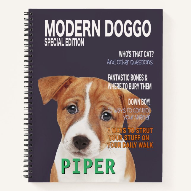 Jack Russell Terrier Parody Magazine Cover Notebook (Front)