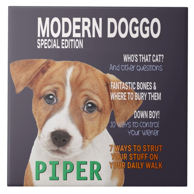 Jack Russell Terrier Parody Magazine Cover  Tile (Front)