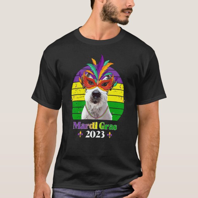 Jack Russell Terrier Party Dog Mardi Gras 2023 T-Shirt (Front)